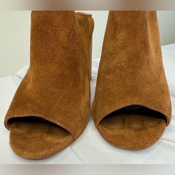 Urban Outfitters Women’s Brown Suede Open Toe Wooden Heel Mules Shoes Size 8 - Picture 6 of 10